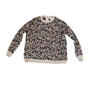 H&M Women’s Small Cheetah Print Sweater With Zipper Detail